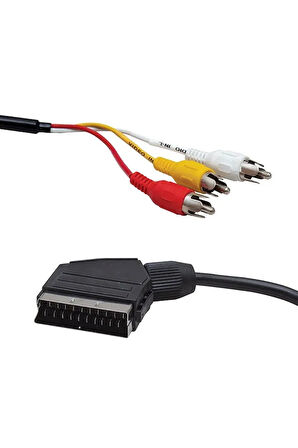 Lcd Tüplü Tv Televizyon Uydu Bağlantı Kablosu 7mm Scart 3 Rca Video Audio 3 Tos Uydu Dvd Kablo 1.2mt