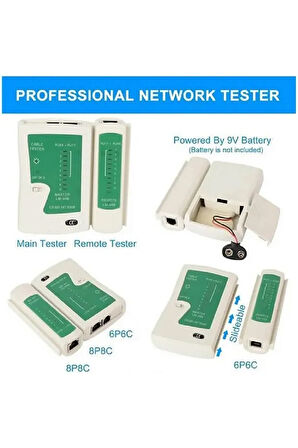 Network Seti RJ45 RJ11 Rj9 Sıkma Pensesi Cat5 Cat6 Çakma + Test Cihazı + Krone Bıçağı + Konnektör