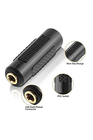 3.5mm Stereo Dişi To Dişi Kulaklık Mikrofon Ses Uzatma Adaptörü Altın Uçlu Dişi Jack Stereo Uzatma