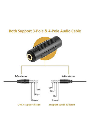 3.5mm Stereo Dişi To Dişi Kulaklık Mikrofon Ses Uzatma Adaptörü Altın Uçlu Dişi Jack Stereo Uzatma
