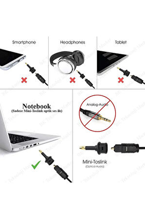 Toslink To Mini Toslink Adaptör Çevirici Dönüştürücü Optik 3.5mm Dişi Erkek Kablo Ses Dönüştürücü
