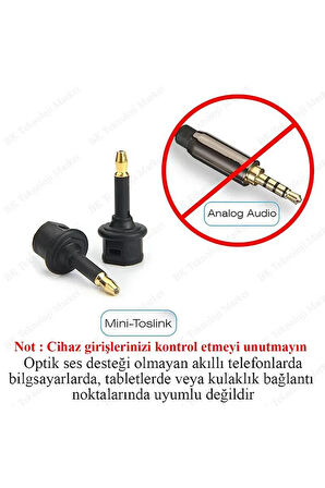 Toslink To Mini Toslink Adaptör Çevirici Dönüştürücü Optik 3.5mm Dişi Erkek Kablo Ses Dönüştürücü