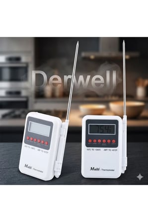 Hassas Dijital Mutfak Termometresi: Et, Yoğurt ve Sıvı İçin Hızlı Isı Ölçer. Paslanmaz Çelik Problu, LCD Ekranlı Gıda Derecesi. -50°C / +300°C Ölçüm Aralığıyla Profesyonel Mutfak Yardımcısı