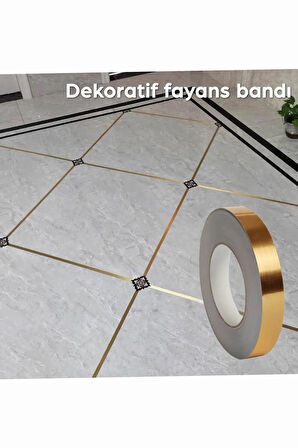 50 Metre Dekoratif Banyo Mutfak Fayans Arası Derz Şerit Bant Gold Renk 1 Cm