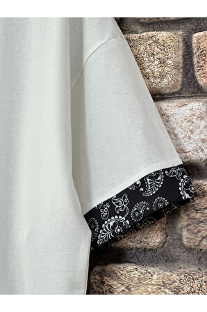 Erkek Dikey Baskılı Oversize T-shirt Şort