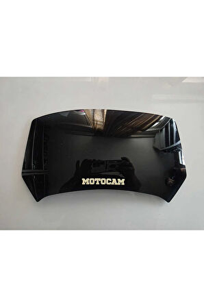 MOTOCAM Rüzgar Saptırıcı Deflektör Camı deliksiz 32x12cm Siyah Renkli   (APARATSIZDIR)