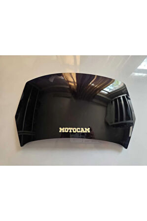 MOTOCAM Rüzgar Saptırıcı Deflektör Camı deliksiz 32x18cm Siyah Renkli   (APARATSIZDIR)