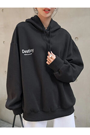 Destıny Tasarım Baskılı Sweatshirt Siyah