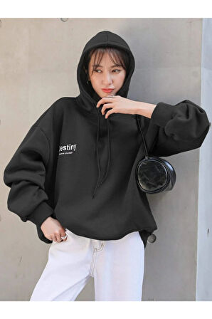 Destıny Tasarım Baskılı Sweatshirt Siyah
