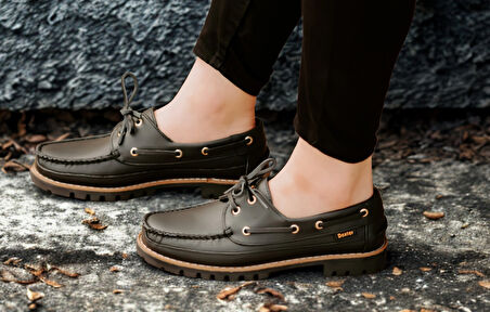 Dexter Tarzı Kalın Taban Hakiki Deri Ayakkabı