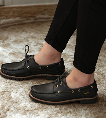 Dexter Tarzı Kalın Taban Hakiki Deri Ayakkabı