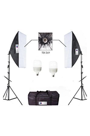 Deyatech Softbox 50 x 70 cm Tek Duylu Sürekli Video Işık Seti 6500 Kelvin + Led Lamba