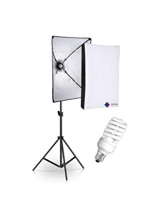 Deyatech Softbox 50X70Cm Tek Duyulu + Lambalı Sürekli Video Işığı Yotuber Kit Makeup Kit