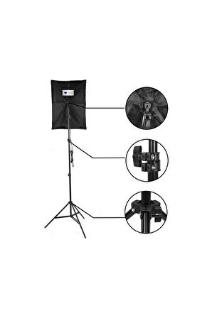 Deyatech Softbox 50X70Cm Tek Duyulu + Lambalı Sürekli Video Işığı Yotuber Kit Makeup Kit