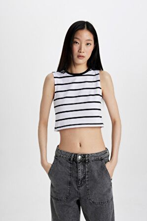 DeFacto Slim Fit Dar Kesim Çizgili Bisiklet Yaka Atlet C6206AX24SMBK81