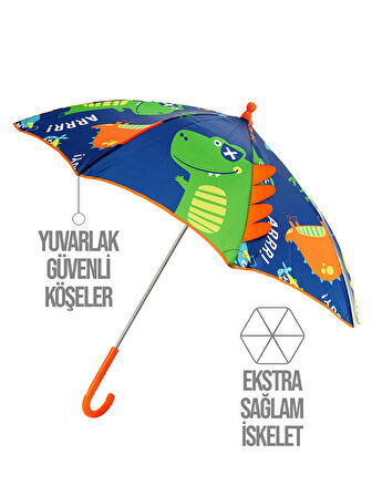 Renkli Dinozorlar Erkek Çocuk Şemsiye