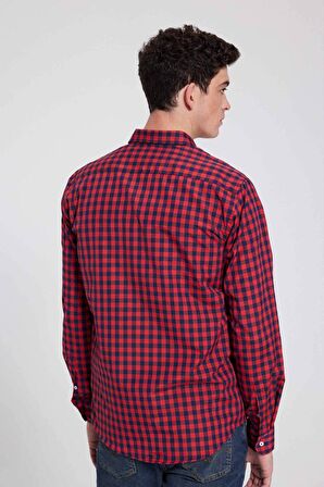 Ds Damat Slim Fit Kirmizi Kareli Gömlek 7HC02ORT09265 7HC02ORT09265