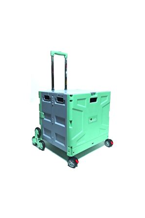 Balatlı Katlanabilir Yükseklik Ayarlı Merdiven Çıkabilen Paket Market Taşıma Arabası FP548