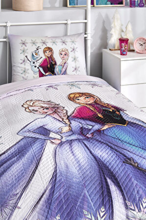 Özdilek Frozen Forsted Tek Kişilik Disney Lisanslı Lastikli Fitted Çarşaf Kapitone Çocuk Nevresim Takımı