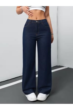 Patricia Kadın Jeans Esnek Rahat Yüksek Bel Palazzo Jean Denim Kot Pantolon