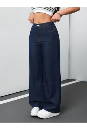 Patricia Kadın Jeans Esnek Rahat Yüksek Bel Palazzo Jean Denim Kot Pantolon