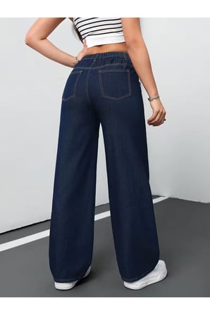 Patricia Kadın Jeans Esnek Rahat Yüksek Bel Palazzo Jean Denim Kot Pantolon