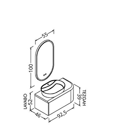 SIESTA 92 CM BANYO DOLABI  ANTRASİT - BOY DOLAP HARİÇ