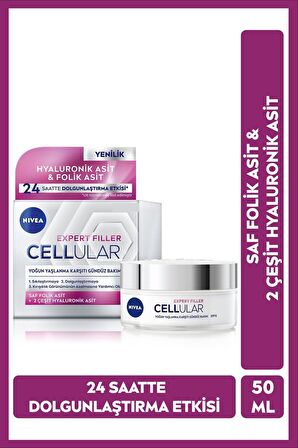 Nivea Expert Filler Yoğun Yaşlanma Karşıtı Gündüz Bakım Kremi 50ml, SPF30 Güneş Koruması, Hyaluronik Asit