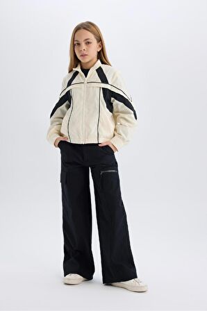 DeFacto Kız Çocuk Wide Leg Kargo Geniş Paça Pamuklu Pantolon D9700A825SPBK27