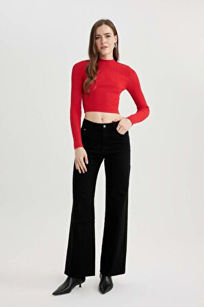 DeFacto Crop Yarım Balıkçı Yaka Kırmızı Triko Kazak B2491AX23WNRD117