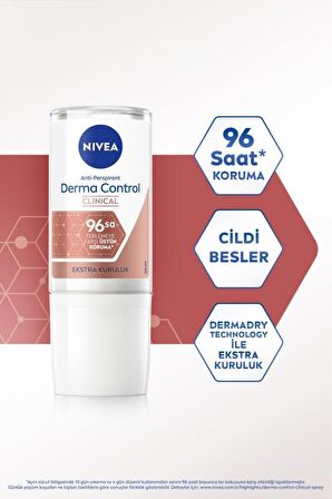 Nivea Kadın Roll-on Deodorant Derma Control Clinical 50ml, C Vitamini İle Koltuk Altı Kararma Karşıtı