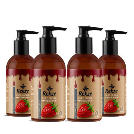 Rekze Masaj Yağı 4'lü Ekonomik Set - Çilek Aromalı Vücut Aromaterapi 120 ml