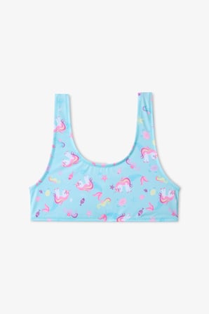 Kız Çocuk Unimermaid Unicorn Desenli Halter Bikini Takımı