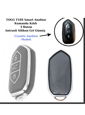 Togg T10x Uyumlu Anahtar Koruma kılıfı Gri / Gümüş Detaylı Lütfen Anahtar Teyiti Yapınız