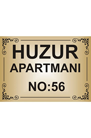Apartman İsim Tabelası Aliminyum AYNALI Gold Metal Levha