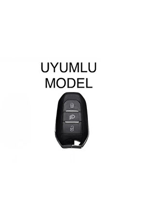 Peugeot 208 308 508 2008 3008 5008 Rifter Anahtar Koruma Kılıfı Far Tuşlu Beyaz/Krom