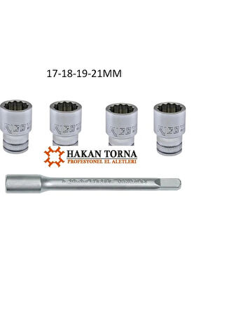 Rico 1/2 Kısa Yıldız Lokma 12 Köşe 17-18-19-21 mm 250 mm Uzatma Ara Kol