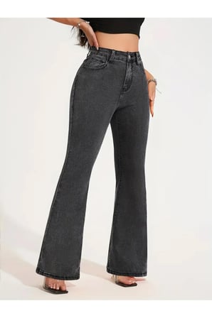 Melody Kadın Flare Yüksek Bel İspanyol Paça Jeans Denim Kot Pantolon