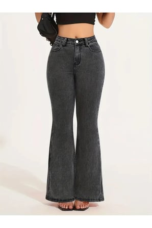 Melody Kadın Flare Yüksek Bel İspanyol Paça Jeans Denim Kot Pantolon