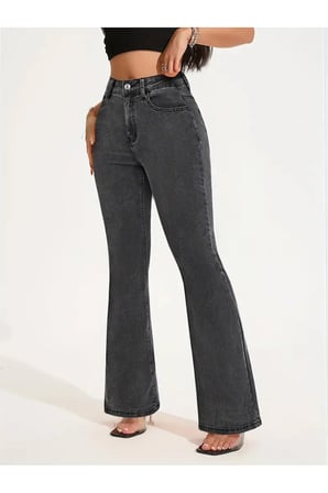 Melody Kadın Flare Yüksek Bel İspanyol Paça Jeans Denim Kot Pantolon
