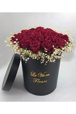 Silindir Kutuda Kadife Gül ve Doğal Cipsolu Kız İsteme Buket