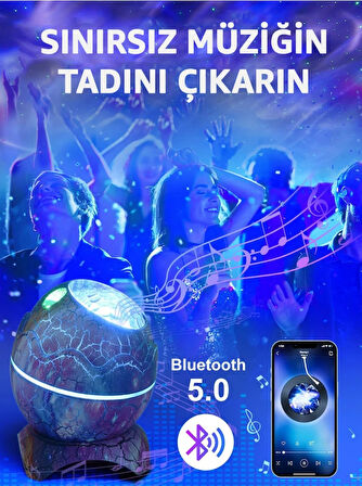 Dinazor Yumurtası Gece Lambası Projektör Uzaktan Kumandalı Nebula Gece Lambası Hoparlörlü
