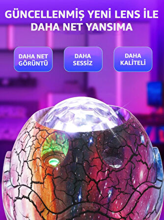 Dinazor Yumurtası Gece Lambası Projektör Uzaktan Kumandalı Nebula Gece Lambası Hoparlörlü