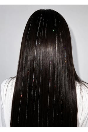 Gri Renk Simli Saç Aksesurı/ Saç Işıltısı Yan Postiş Hair Tinsel Shiny Hair