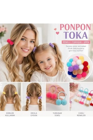 Çocuk Ponpon Toka 10 Adet