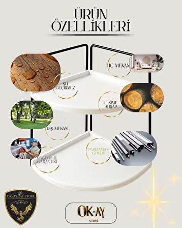 Dekoratif 2 Katlı Raf | Çok Amaçlı Organizer Paslanmaz Çelik & Ahşap Stand – Salon, Mutfak, Banyo, Çalışma Alanı İçin