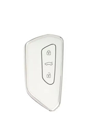 Seat Leon Ve Fr Mk4 2021+ Uyumlu Anahtar Kılıfı 2.Resime Bakınız Beyaz/Krom