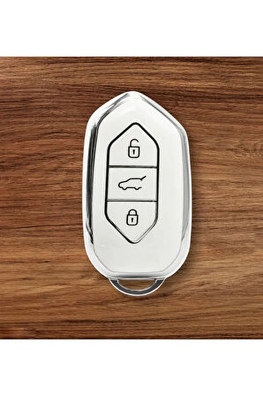 Togg T10x Uyumlu Anahtar Koruma kılıfı Beyaz / Gümüş Detaylı Lütfen Anahtar Teyiti Yapınız