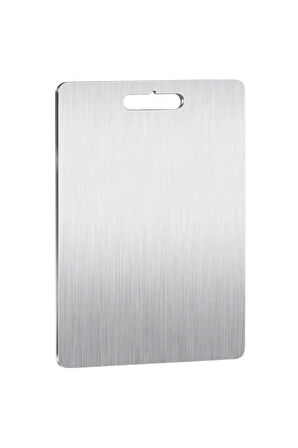 Paslanmaz Krom Metal Çelik Et Balık Sebze Kesme Panosu Tahtası - 22,5 x 33 Cm. -  