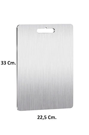 Paslanmaz Krom Metal Çelik Et Balık Sebze Kesme Panosu Tahtası - 22,5 x 33 Cm. -  